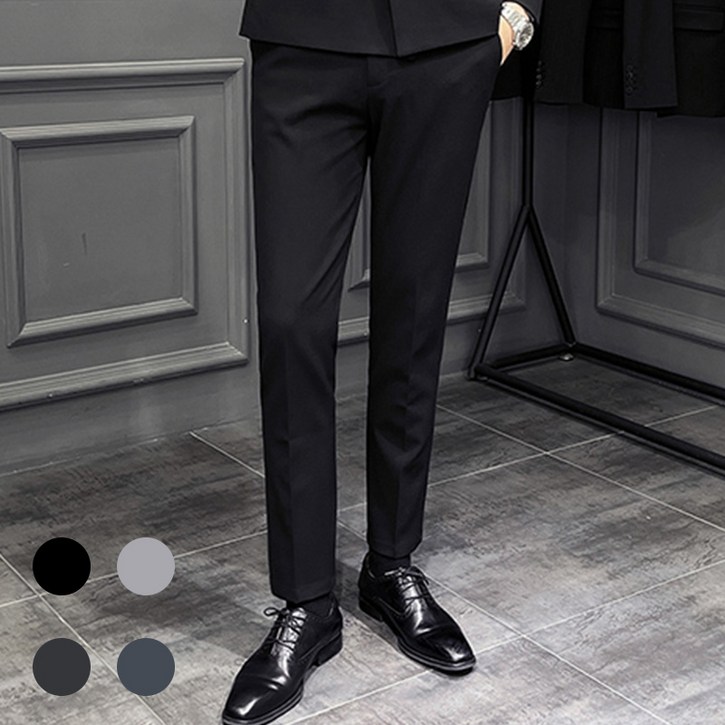 고급 남성 스판 정장 팬츠 일자핏 빅사이즈 정장바지 슬림핏