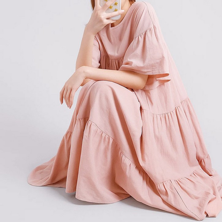 쪼꼬마미 슈가 캔디 3단 셔링 러블리 꾸안꾸 여리여리 부드러운 캉캉 루즈핏 원피스