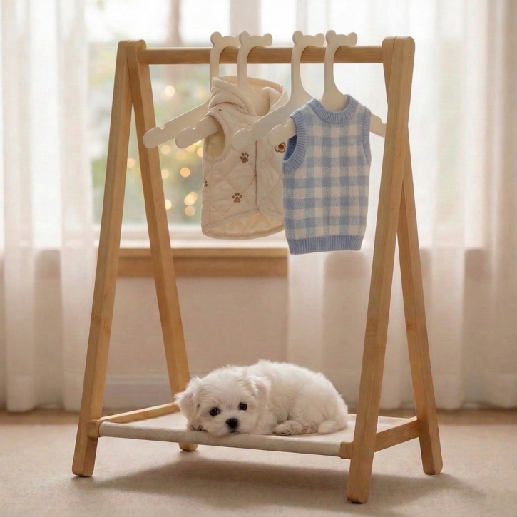 멍담 강아지 원목 행거 옷장 수납함 고양이 용품 보관