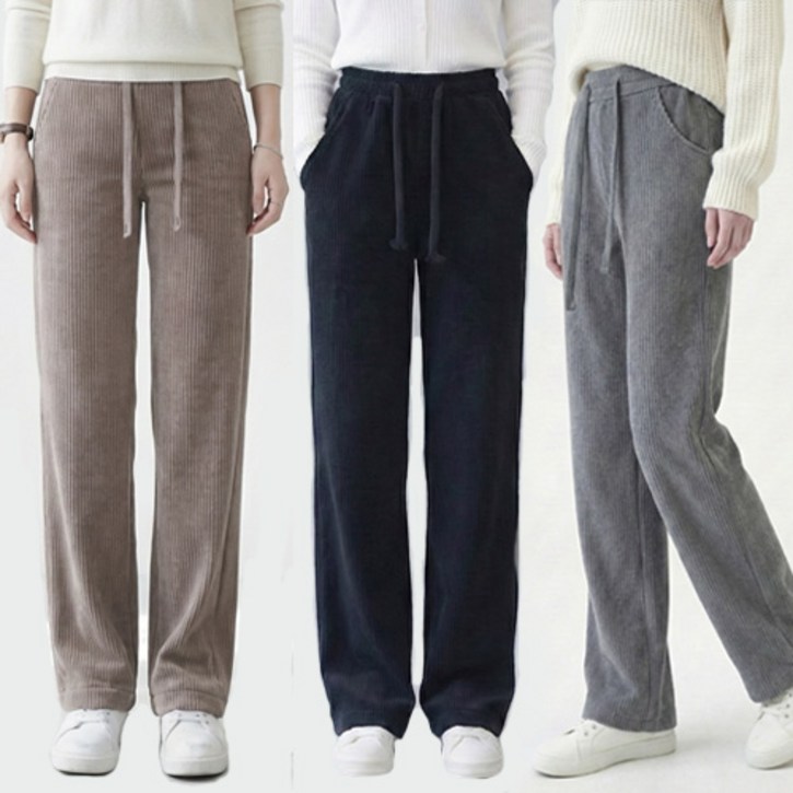 여자 겨울 코듀로이 골덴 와이드 밴딩 팬츠 바지