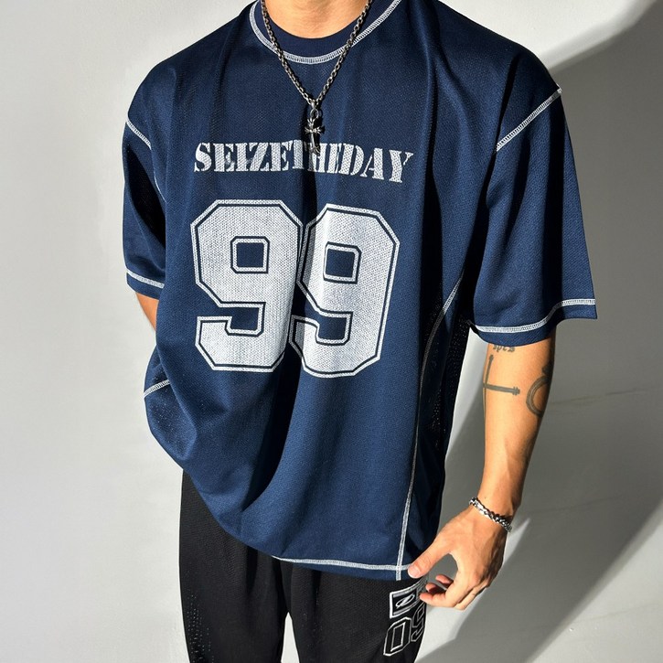 시즈더 스티치 99 매쉬 럭비 반팔티 남자 오버핏 여자 빅사이즈 매쉬져지 짐웨어 운동복 도프룸