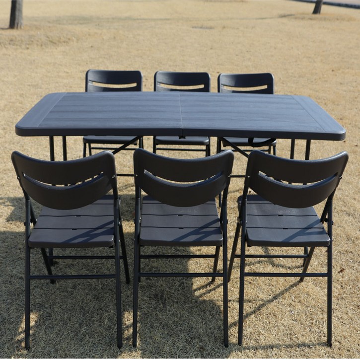 멜핑 야외 테이블 의자 세트 브로몰딩 테라스 정원 접이식 캠핑 카페, 트리코테이블트리코의자6개