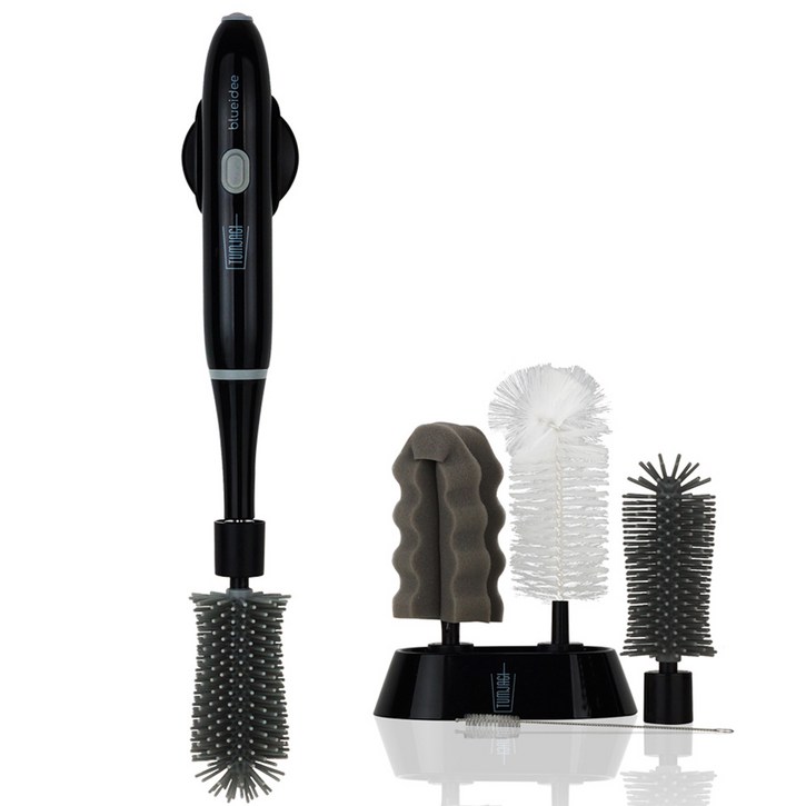 [SUNRISE MALL] 텀자기 전동 식기 세척 브러쉬 360도 회전 전동솔 전동세척솔 주방세척솔 텀블러 물병 젖병 컵 잔 식기 주전자 주방브러쉬, 1세트