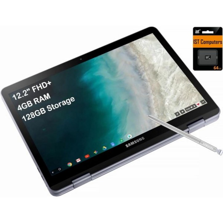 삼성 크롬북 플러스 V2 360 12.2 FHD 2in1 터치스크린듀얼 웹캠 포함인텔 Celeron 3965Y 4GB RAM 128GB64GB eMMC64GB SD 카드 스타일