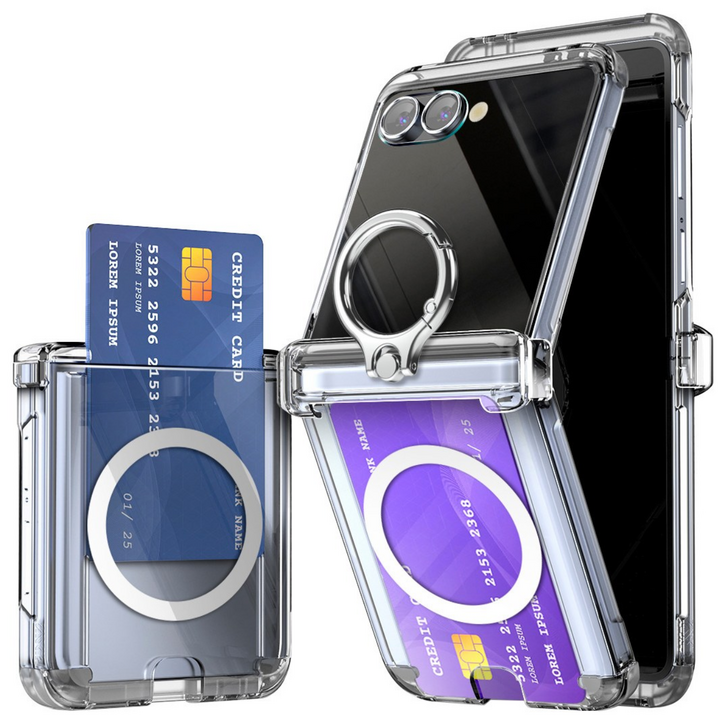 갤럭시Z플립 5 6 7 맥세이프 핑거링 카드 투명 하드케이스