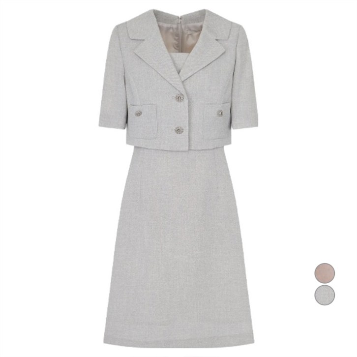 케네스레이디 여성용 멜런 A라인 오픈카라 원피스