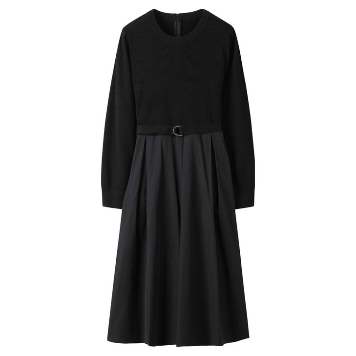 씨씨콜렉트 텍스처 블록 벨티드 니트 드레스