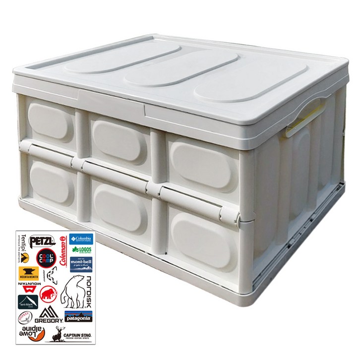 디지지 접이식 캠핑 폴딩박스 56L + 스티커, 화이트(폴딩박스), 1개 - 쇼핑뉴스
