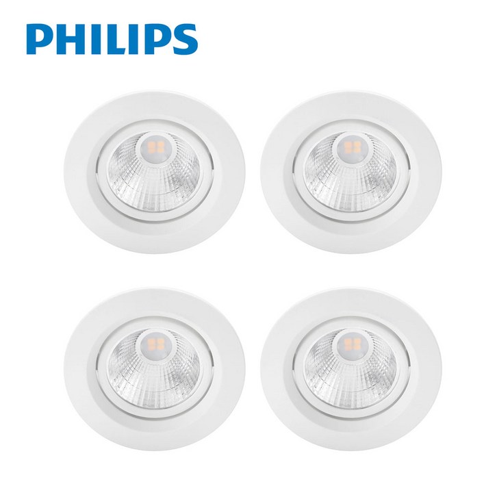 필립스 LED 매입등 3인치 3W SL201 일체형 4P, 4개, 주백색 4000K