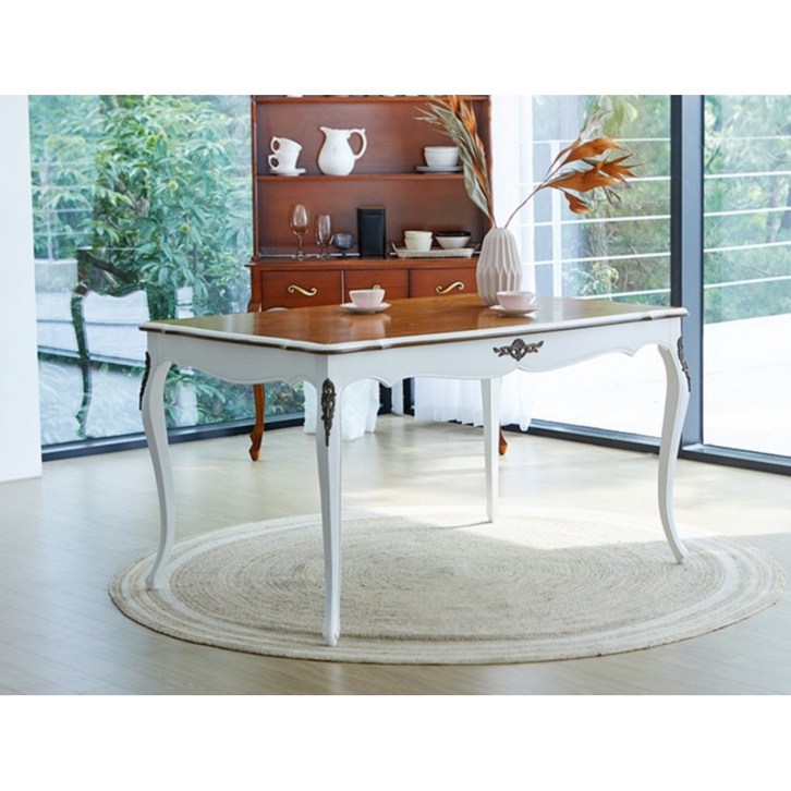 영국 모던엔틱 청동문양 원목 6인용 식탁 1800  디자인 인테리어 유럽식