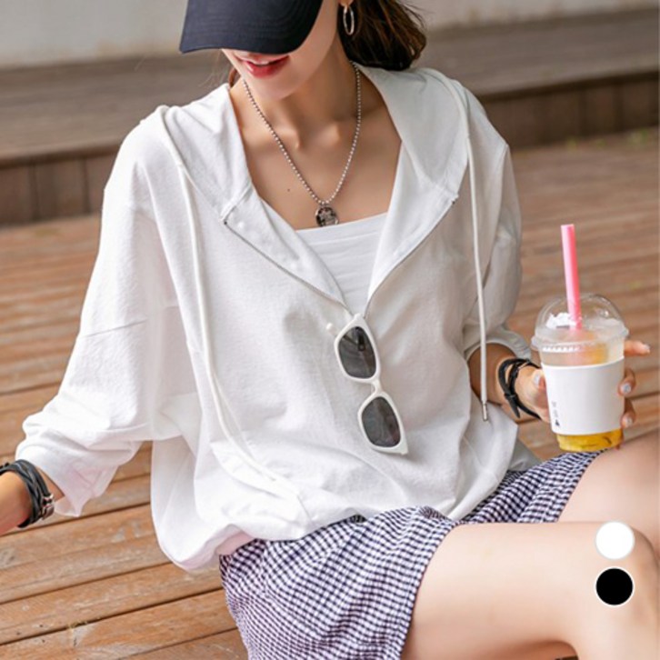 나크21  5588 반집업 가오리 7부소매 후드 티셔츠 NK32T74