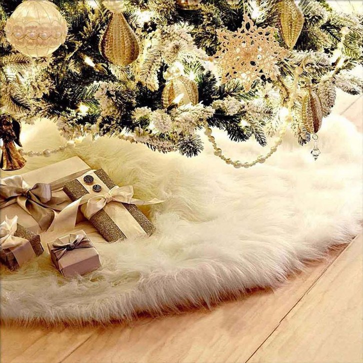 크리스마스 트리 장모 러그 받침대 카페트 스커트 풍성한 장모털 고급형 원형 122cm 가리개 ORC-122 - 쇼핑뉴스