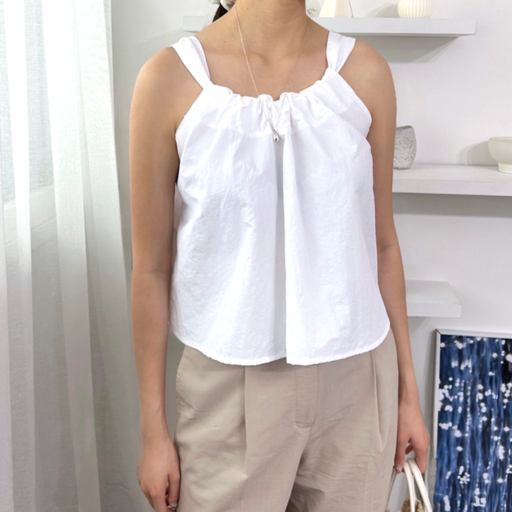 2025 신상 여리핏 셔링 끈나시 블라우스