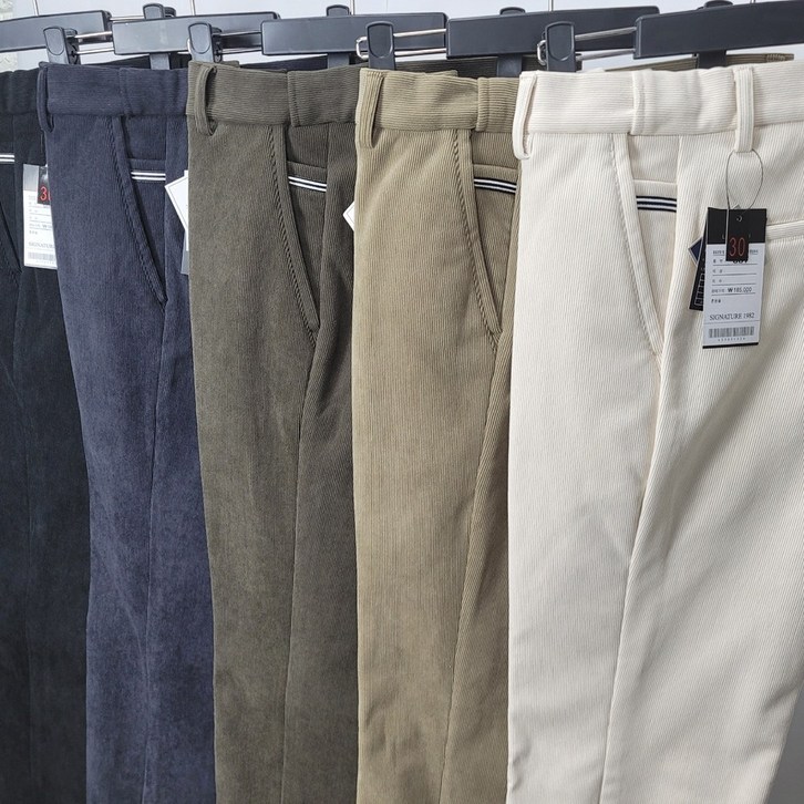 남자 코듀로이 골덴 기모 스판 골프 정장 바지