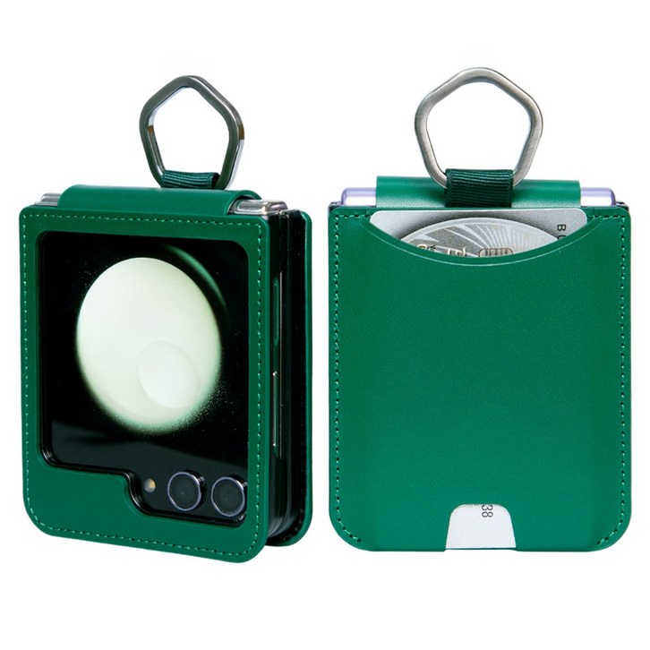 폰누리 갤럭시Z플립5 링 힌지보호 카드 수납 가죽 휴대폰 케이스