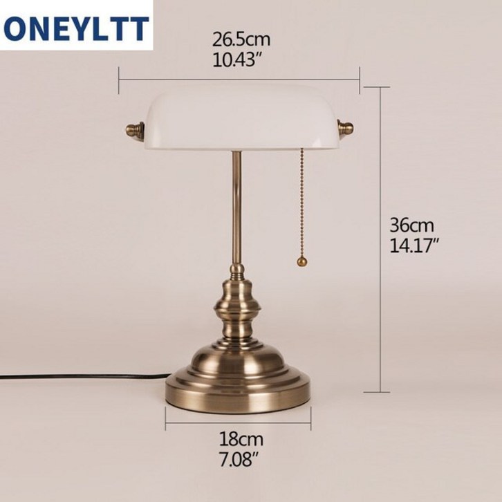 뱅커스램프 엔틱 스탠드 클래식 빈티지 간단한 뱅커 27 테이블 램프 스위치 녹색 유리 전등 갓 레트로 데스, 01 White_01 three light colors