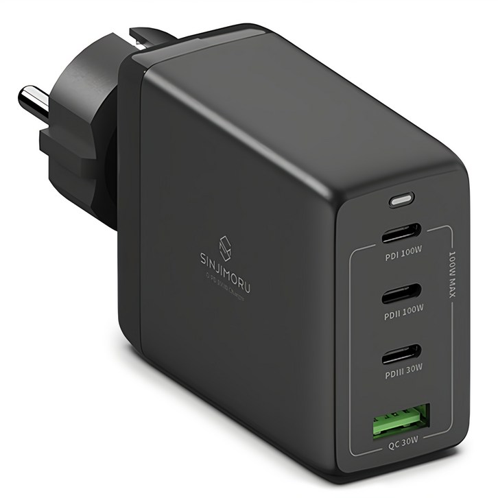 신지모루 오피디 100W GaN PD 접지 멀티 4포트 PPS C타입 초고속 충전기, 블랙, 1개 신지모루 오피디 100W GaN PD 접지 멀티 4포트 PPS C타입 초고속 충전기, 블랙, 1개