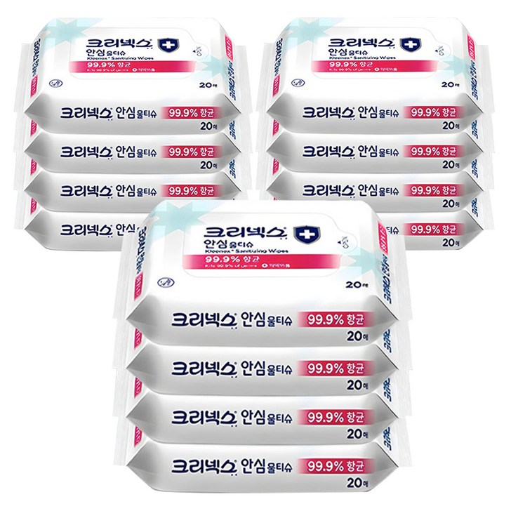 크리넥스 안심 물티슈 휴대형, 20매, 12개