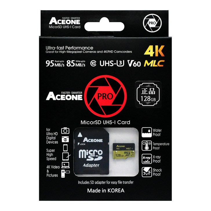 에이스원 프로 MicroSD 128GB 4K MLC V60 U3, 128GB, 1개