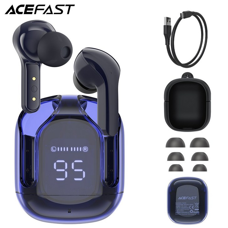ACEFAST T6 블루투스 5.0 무선 이어버드 ENC 통화 소음 취소 스포츠 뮤직 이어폰, sapphire blue ACEFAST T6 블루투스 5.0 무선 이어버드 ENC 통화 소음 취소 스포츠 뮤직 이어폰, sapphire blue
