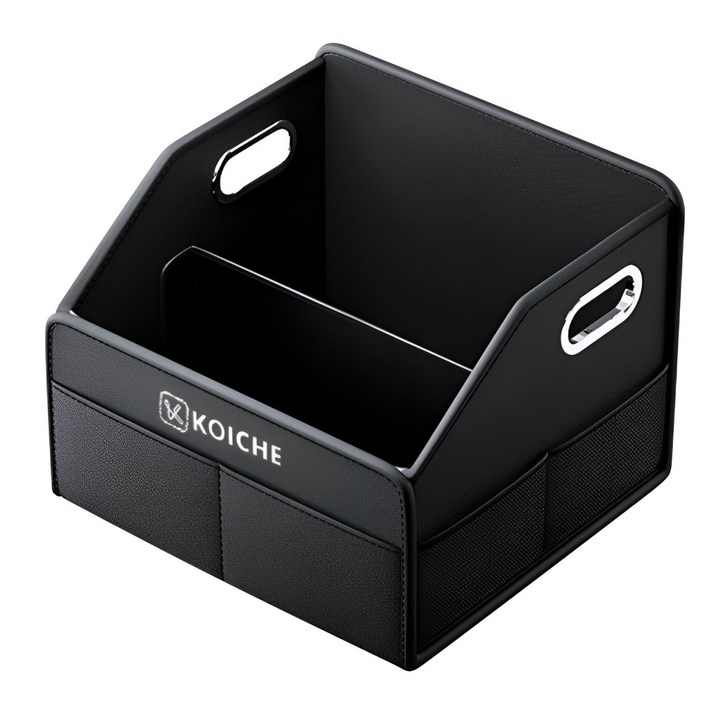 코이체 다용도 접히식 조수석 가죽 수납함, 블랙, 1개