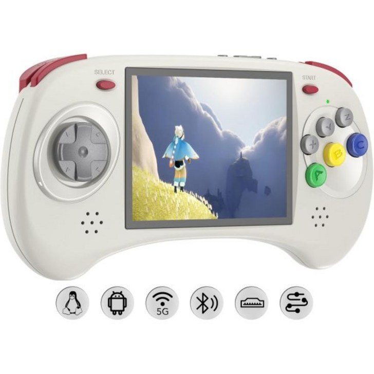 RG ARC D 레트로 핸드헬드 게임 콘솔 듀얼 OS 안드로이드 11 및 리눅스 시스템 128G SD 카드 포함 4541 지원 5G 와이파이 4.2 블루투스 문라이트 스트리밍