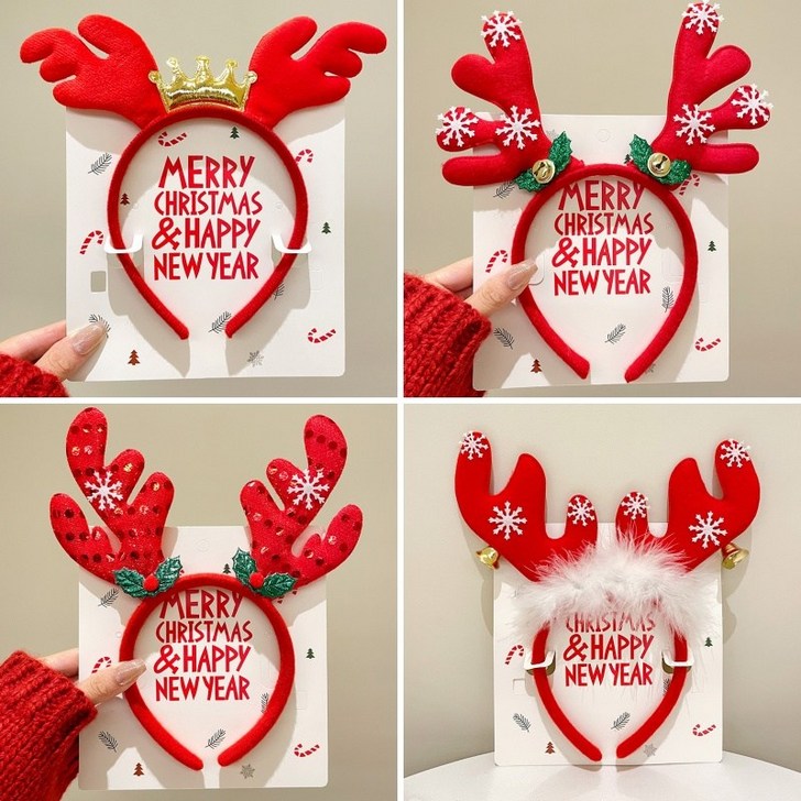 뷰티 크리스마스 사슴뿔 루돌프 파티 머리띠 4종 세트