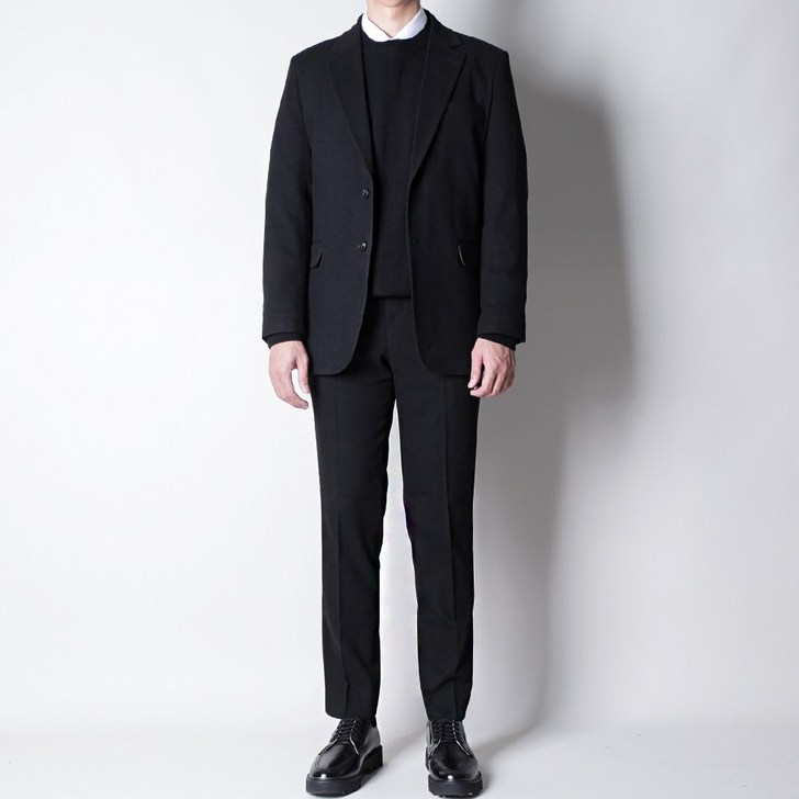 디아웃핏 남성 겨울 울 정장세트 히든 밴딩 수트 캐주얼 기모 면접 결혼식