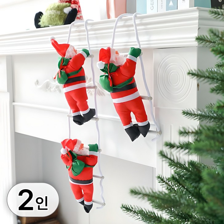 투데이리빙 크리스마스 사다리 타는 산타 인형 인테리어 장식 데코 소품 카페 오브제 용품 가랜드 오너먼트 장식품