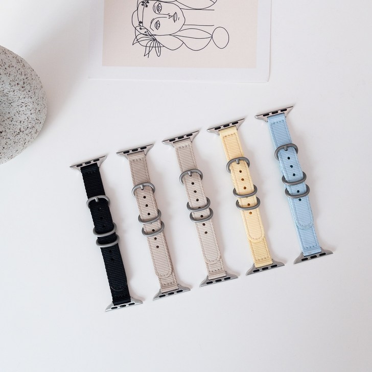 아이메이드잇 애플워치 호환 76543SE 슬림 나토밴드 스트랩, 옐로우캐슬 M