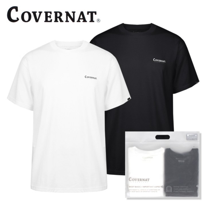 [커버낫 본사]에센셜 쿨 코튼 2-PACK 티셔츠 블랙 - 투데이밈
