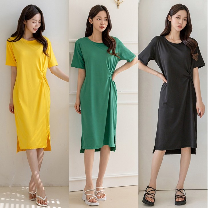 인플리에 여성 빅사이즈 반팔 롱 편한 원피스