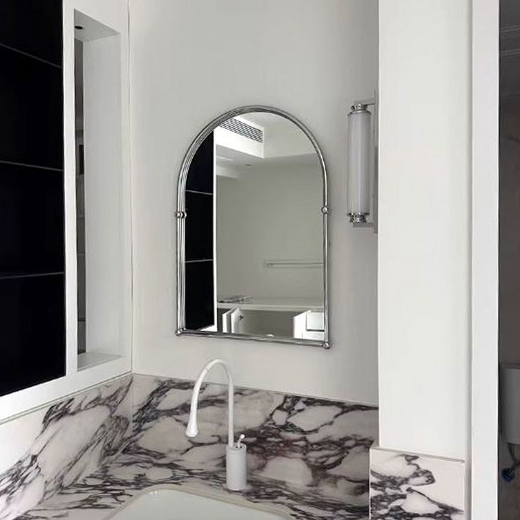 304 스테인레스 프레임 반달 화장대 건식욕실 벽거울