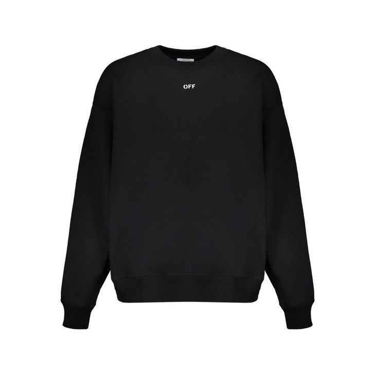 오프화이트 긴소매 골지 스웨트셔츠