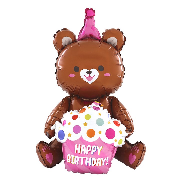 파티짱 컵케이크 곰돌이 생일 파티 호일 은박 풍선, 브라운