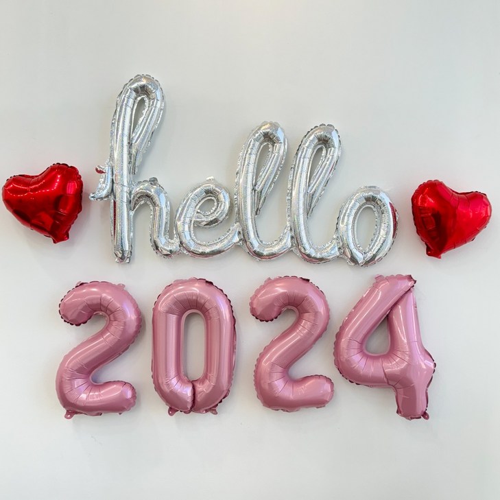 Hello 2024 새해 풍선세트 신년 파티 용품, 1개