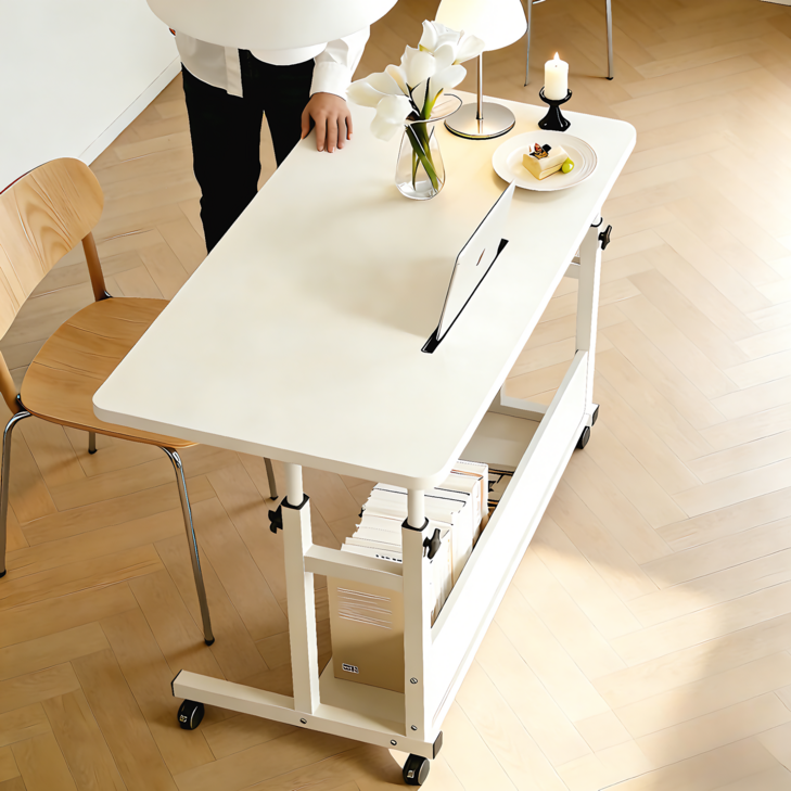 UniNest E0급 800500 이동식 높이조절 보조 사이드 테이블, 화이트