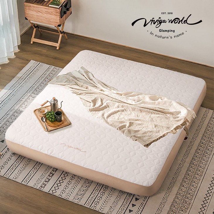 비비가월드 에어 자충매트 캠핑용 매트리스 더블 내장형, 20cm