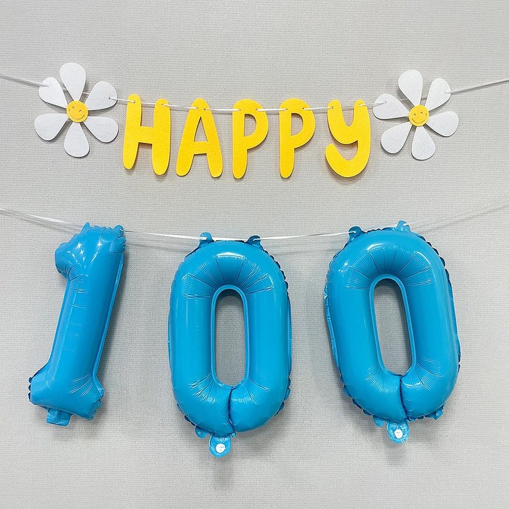 파티앤온 데이지 50일 100일 200일 1000일 셀프 촬영 숫자풍선세트, 1세트, 스카이 100일 파티앤온 데이지 50일 100일 200일 1000일 셀프 촬영 숫자풍선세트, 1세트, 스카이 100일