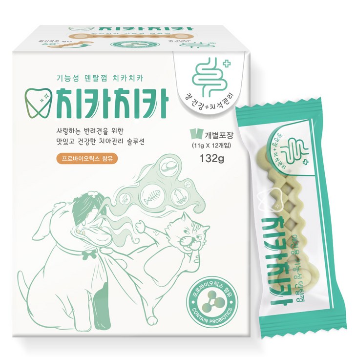굿데이 치카치카 강아지 덴탈껌 132g, 장 건강, 132g, 1개