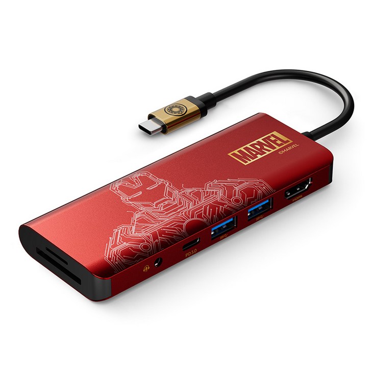 벨킨 7in1 USBC타입 멀티 허브 마블 아이언맨 AVC009qcBGDY, 혼합색상, 1개