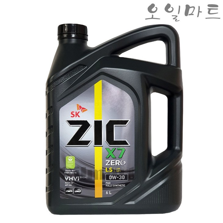 오일마트 지크 제로 ZIC ZERO LS 0W30 C2 6L 디젤/가솔린 합성엔진오일, 1개, 6L