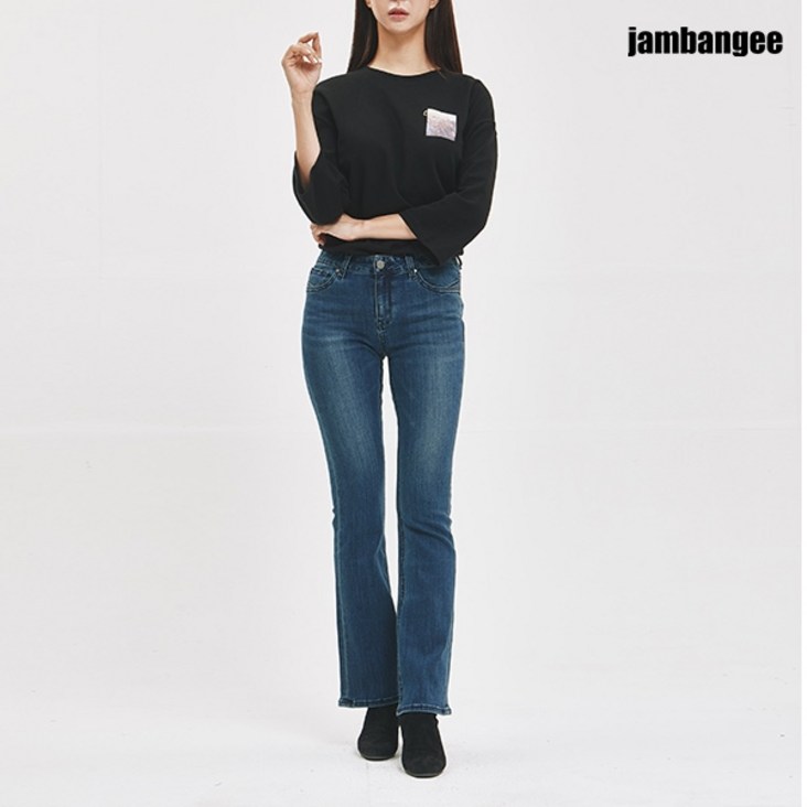 잠뱅이 여성 핫픽스 장식 기본 워싱 부츠컷 데님 다크블루 AJ3DNE71DB 잠뱅이 여성 핫픽스 장식 기본 워싱 부츠컷 데님 다크블루 AJ3DNE71DB