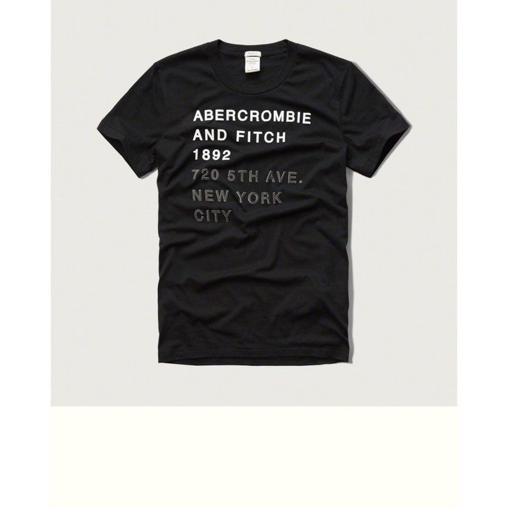 Abercrombie & Fitch 아베크롬비 남성 트렌드 자수패턴 순면 반팔 티셔츠 af-489400