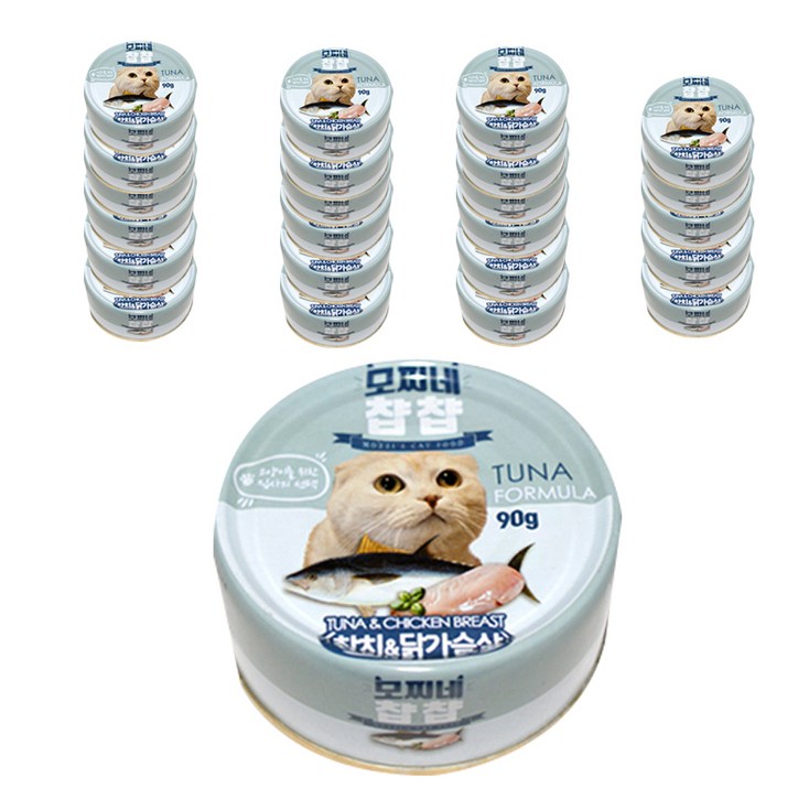 모찌네 챱챱 고양이캔 참치 90g, 참치 닭가슴살 혼합맛, 24개 모찌네 챱챱 고양이캔 참치 90g, 참치 닭가슴살 혼합맛, 24개