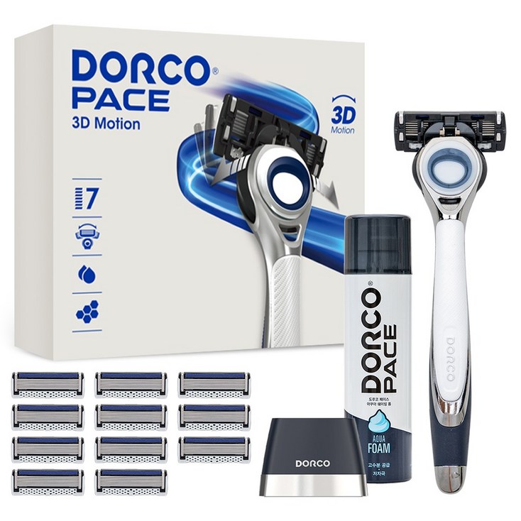 PACE 도루코 3D 모션 기획세트 4호, 면도기  면도날 11p  쉐이빙폼  스탠드, 1세트