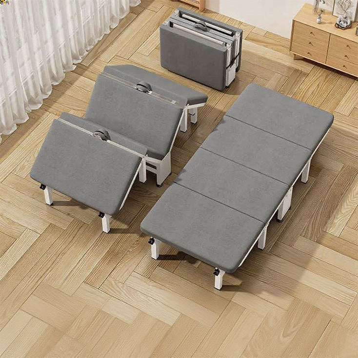 SeekFun 접이식 침대  4단 접이 무설치 낮잠 간이 침대 휴대 편리 그레이 607080cm
