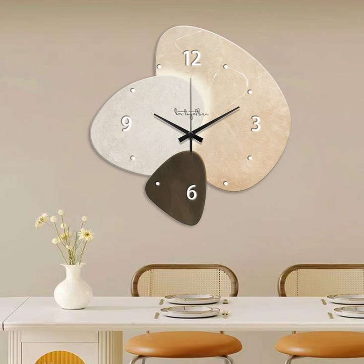 햇빛에이치 북유럽 스타일 무소음 벽시계 40cm, 크림