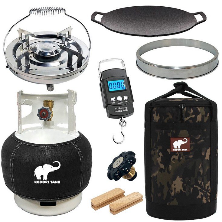 고화력 코돌이탱크 3kg LPG가스통 코돌이가방 캠핑용품세트, 1세트, 3번3kg1005링가드블랙워머36cm저울마개코돌이가방