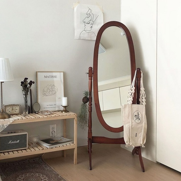 베스트리빙 리비니아 퀸앤 SNS 셀카 파팅룸 옷가게 원목 전신거울